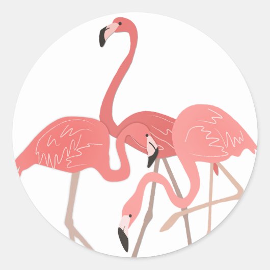 Flamingo Trio Ronde Sticker (Voorkant)