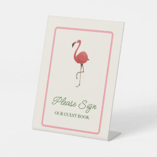 Flamingo Tropen Kust Strand Logboek voor gasten Reclamebord Met Voetstuk