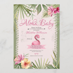Flamingo Tropical Baby shower Kaart