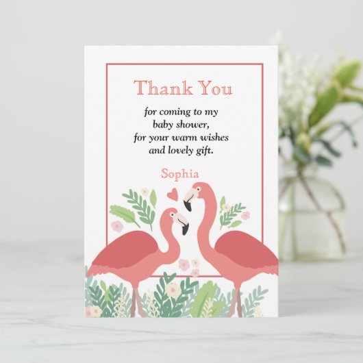 Flamingo Tropical bedankt Kaart (Staand voorkant)