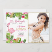 Flamingo Tropical Birthday Invitation Kaart (Voorkant)