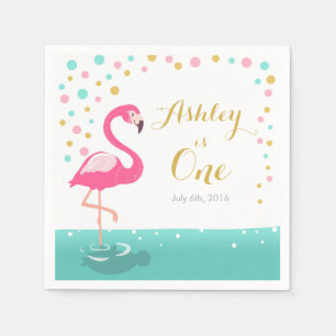Flamingo Tropical Birthday Party Paper Napkin Girl Servet