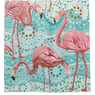 Flamingo Tropical: bloembehang Douchegordijn