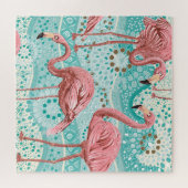 Flamingo Tropical:  bloembehang Legpuzzel (Horizontaal)