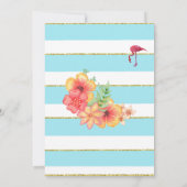 Flamingo Tropical Blue Stripe Baby shower Kaart (Achterkant)