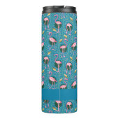 Flamingo Tropical Cute Blauwgroen Gold Pattern Cus Thermosbeker (Achterkant)