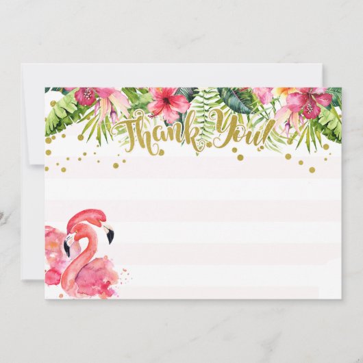 Flamingo Tropical Dank u voor uw kaart Roze & Gold (Voorkant)
