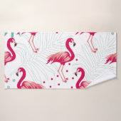 Flamingo tropical et feuille, motif d'été. (Serviette de bain)