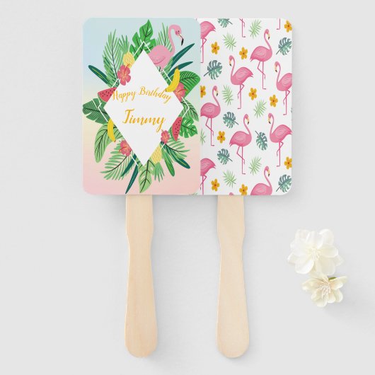 Flamingo Tropical Handwaaier (Voorkant en achterkant)