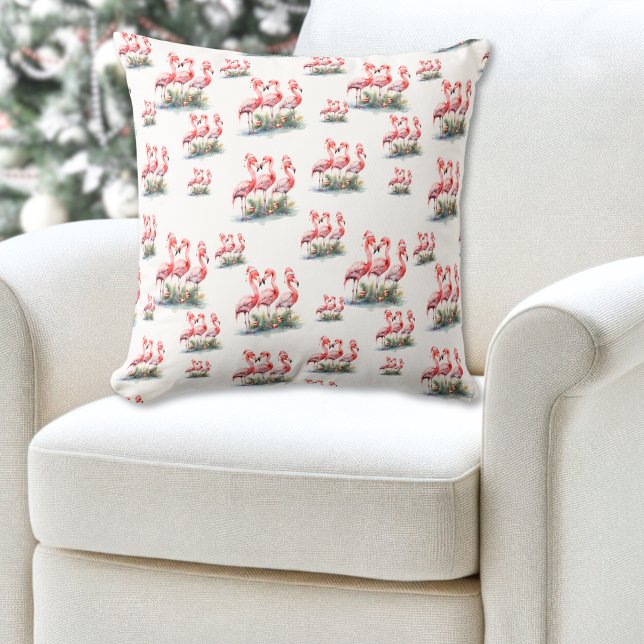 Flamingo Tropical Kerstmis Kussen (Flamingo Tropical Christmas Throw Pillow )