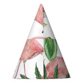 Flamingo Tropical Leaves Waterverf Feesthoedjes (Achterkant)