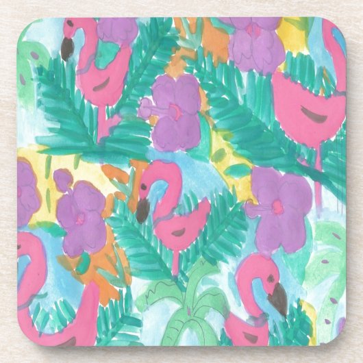 Flamingo Tropical Oerwoud Pattern Bier Onderzetter (Voorkant)
