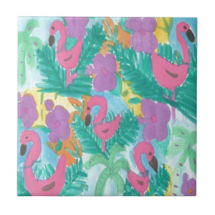 Flamingo Tropical Oerwoud Pattern Tegeltje