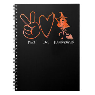 Flamingo Tropical Peace Love Flamingbetween Oranje Notitieboek