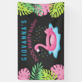 Flamingo Tropical Pool Party Bash Birthday Banner (Verticaal)