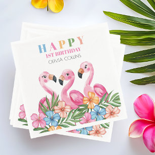 Flamingo Tropical Summer Kinder eerste verjaardag Servet