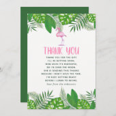 Flamingo Tropical Waterverf Baby shower Dank u Bedankkaart (Voorkant / Achterkant)