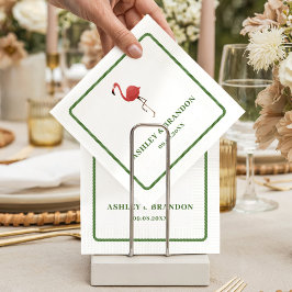 Flamingo Tropics Beach Coastal Retro Wedding Servet