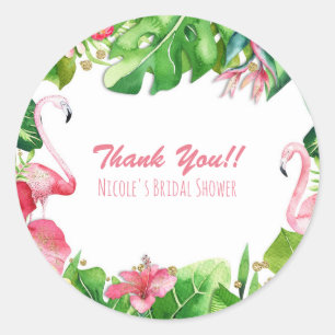 Flamingo Tropics Zomer Verjaardagsfeest Favor Ronde Sticker