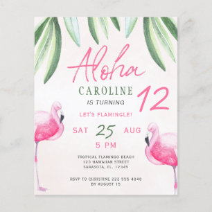 Flamingo tropisch Aloha kinderbudget verjaardagsfe Flyer
