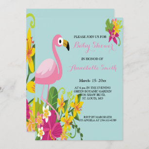 Flamingo Tropisch baby shower Kaart