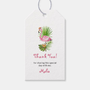 Flamingo & tropisch gebladerte Dank je Cadeaulabel
