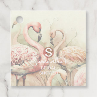Flamingo Tropisch Monogram Bruiloft Feest  Bedankjes Labels