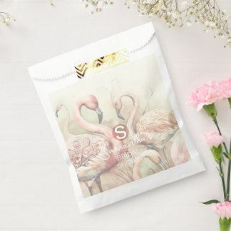 Flamingo Tropisch Monogram Bruiloft Feest  Bedankzakje