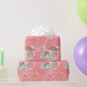 Flamingo Tropisch Roze Vogels Meisjes Verjaardag Cadeaupapier