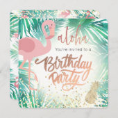 flamingo tropisch verjaardagsfeestje kaart (Voorkant / Achterkant)