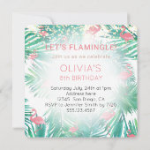 flamingo tropisch verjaardagsfeestje kaart (Achterkant)