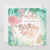 flamingo tropisch verjaardagsfeestje kaart (Voorkant)