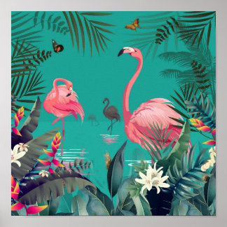 flamingo tropisch wand poster