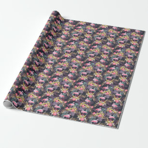 Flamingo Tropisch: Zomer Naadloos Patroon Cadeaupapier