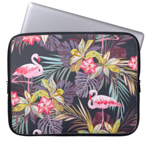 Flamingo Tropisch: Zomer Naadloos Patroon Laptop Sleeve