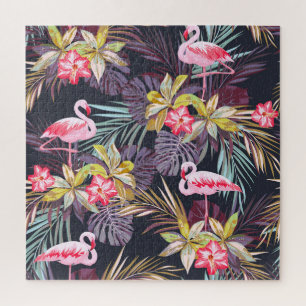 Flamingo Tropisch: Zomer Naadloos Patroon Legpuzzel