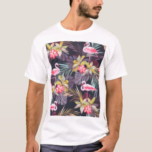 Flamingo Tropisch: Zomer Naadloos Patroon T-shirt