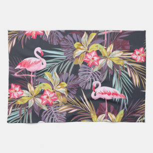 Flamingo Tropisch: Zomer Naadloos Patroon Theedoek