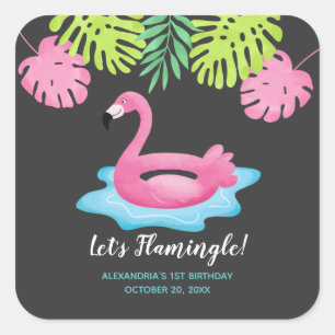 Flamingo Tropisch Zwembad Feest Favor Sticker