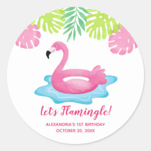 Flamingo Tropisch Zwembad Party Favor Sticker