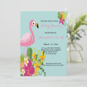 Flamingo Tropische baby shower Kaart (Staand voorkant)