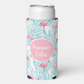 Flamingo Tropische Palm Leaf Zomer Zwembad Party (Seltzer Voorkant)