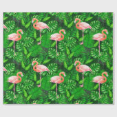 Flamingo tropische waterverf cadeaupapier (Vlak)
