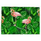Flamingo tropische waterverf groot cadeauzakje (Achterkant)
