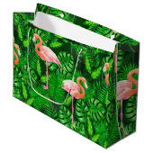 Flamingo tropische waterverf groot cadeauzakje (Voorkant Gekanteld)