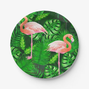 Flamingo tropische waterverf papieren bordje
