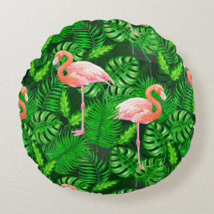 Flamingo tropische waterverf rond kussen