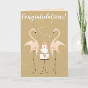 Flamingo Trouw Congratulaties perzik binnen Kaart