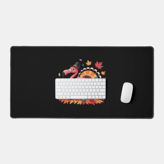Flamingo Turkey Cute Flamingo Turkey Herfst Leaf T Bureaumat (Keyboard & Muis)