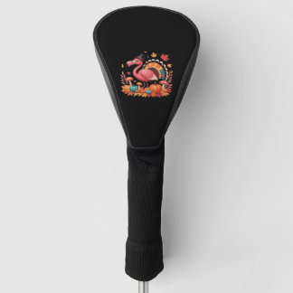 Flamingo Turkey Cute Flamingo Turkey Herfst Leaf T Golfheadcover